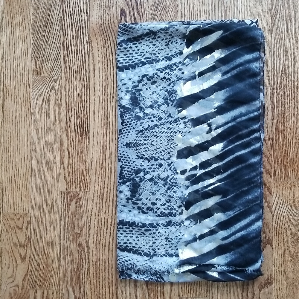(OS) Dynamite Animal Print Metallic Gold Raw Fringe Edges Slightly Sheer Edgy